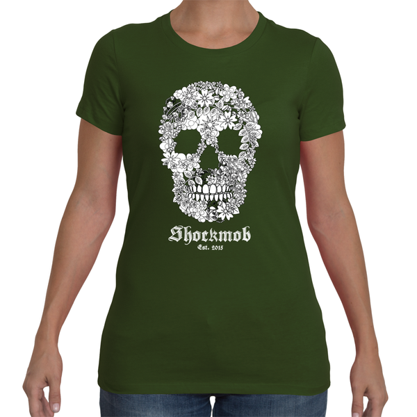 Flowered Skull Womens Tee